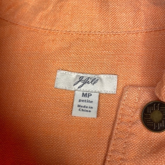 J.jill Linen Jacket Size Petite M - Peach Orange - Picture 2 of 14